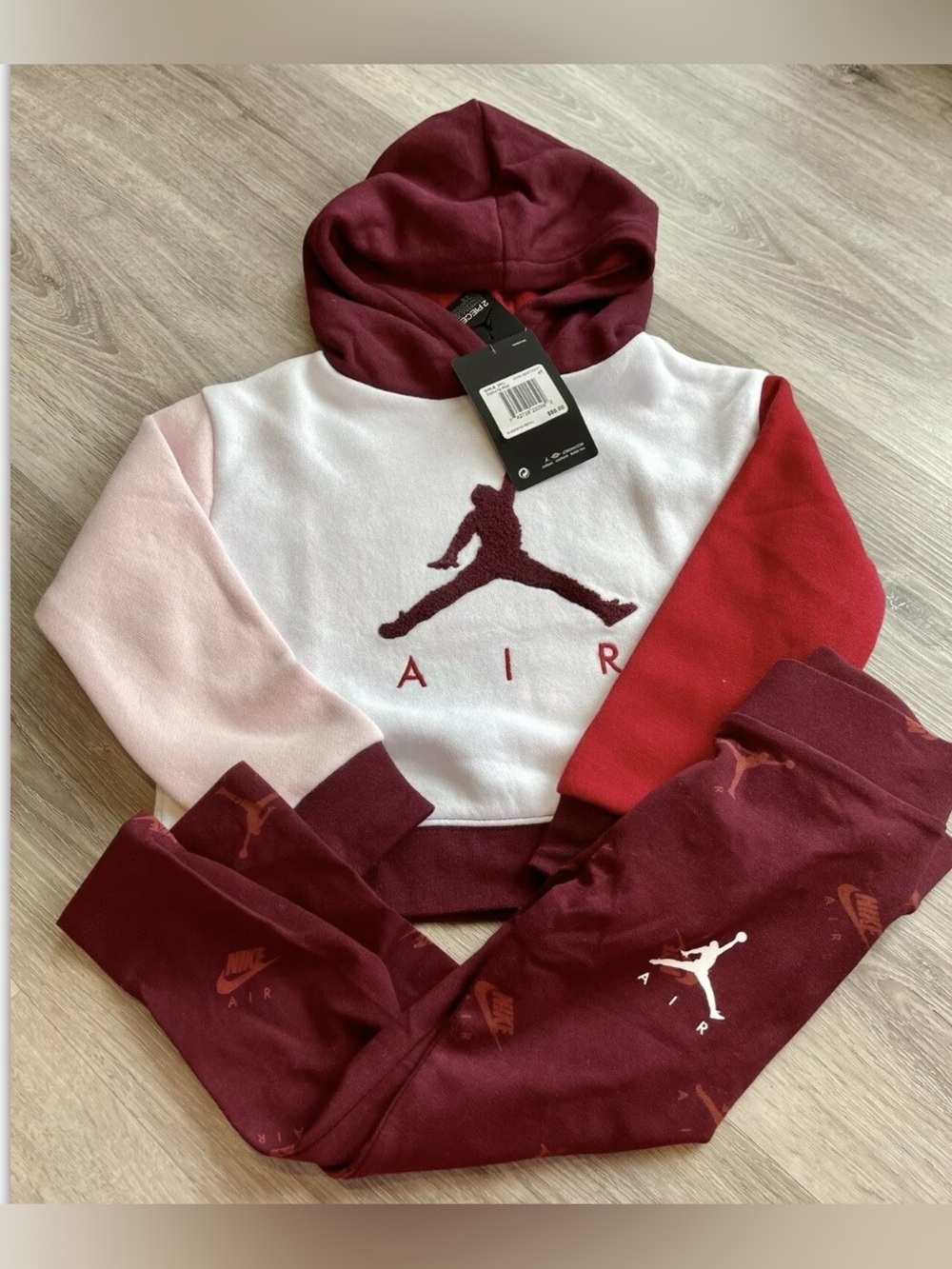 Jordan Toddler Burgundy and White Hoodie with Burgundy Jumpman Leggings